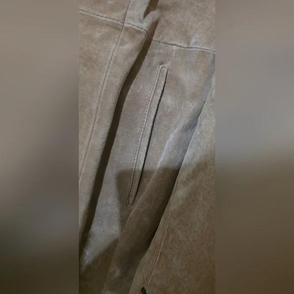 NWT Halston Studio Suede Leather Long Jacket Size S Color Caramel - Picture 3 of 12